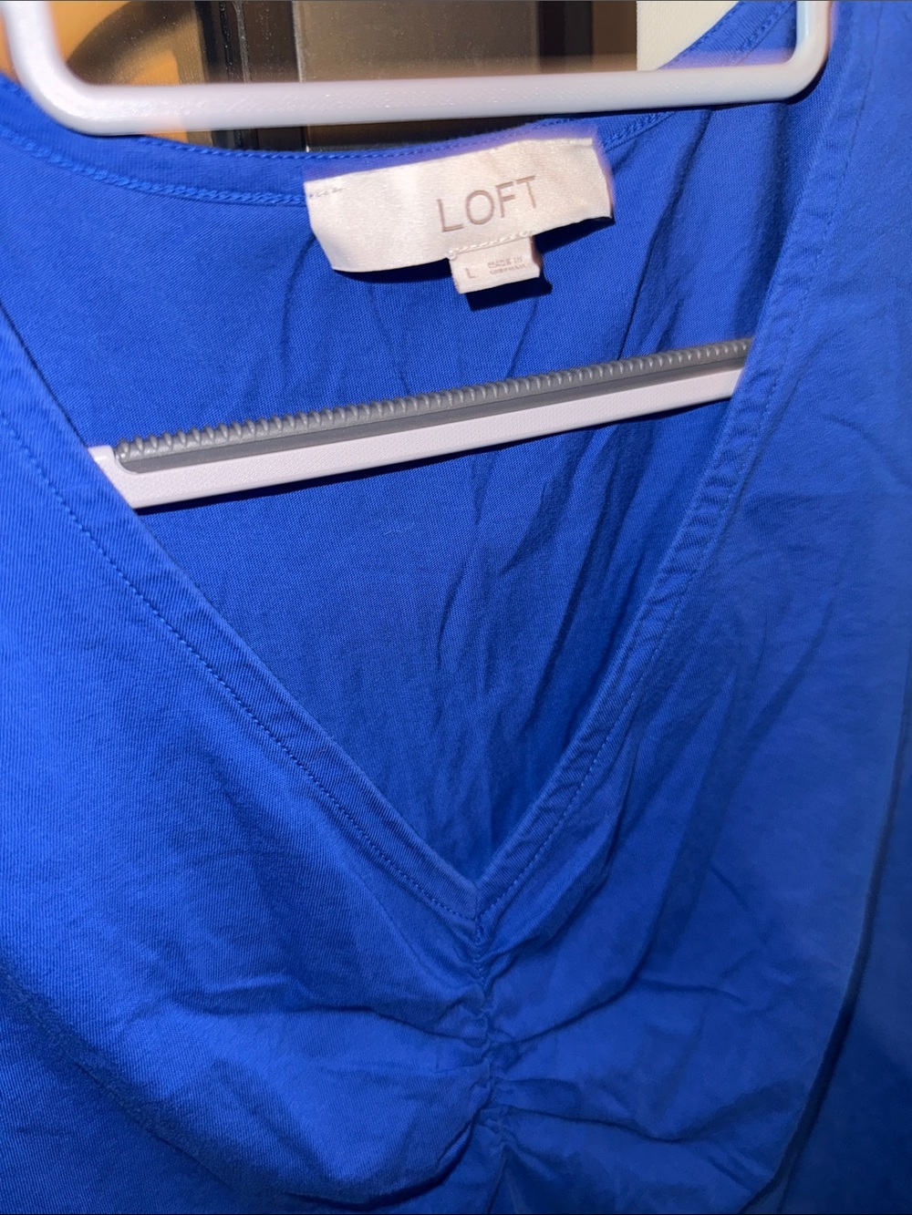 Loft Royal Blue V-Neck Ruched Front - Picture 2 of 4